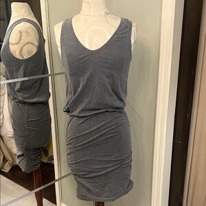 Sundry Gray Sleeveless Scoop Tank Dress with Ruched Waist